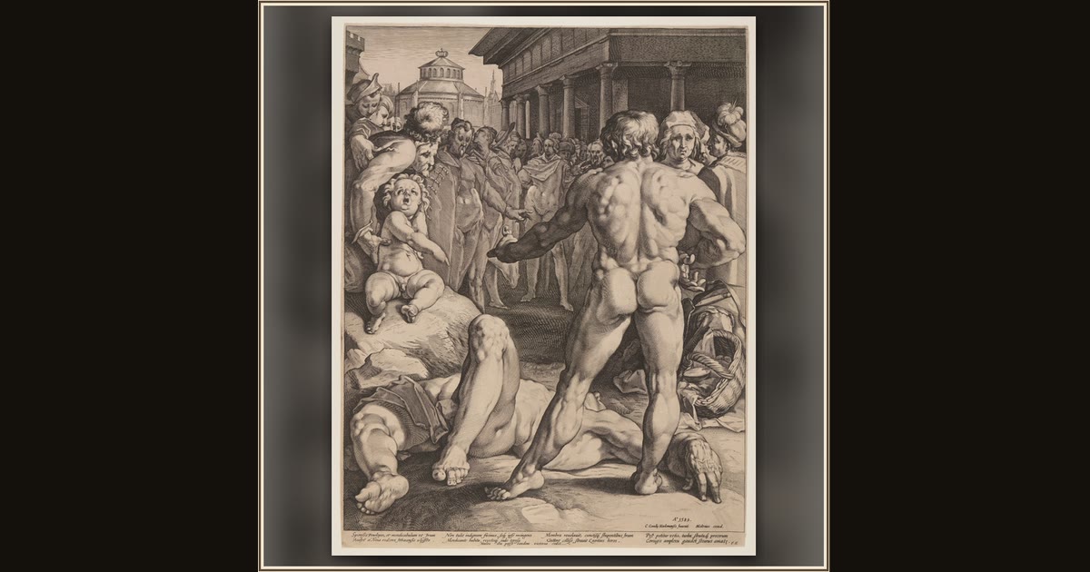 Fight between Ulysses and Irus by Jan Harmensz Muller (Dutch, 1571–1628), after Cornelis van Haarlem (Dutch, 1562–1638)