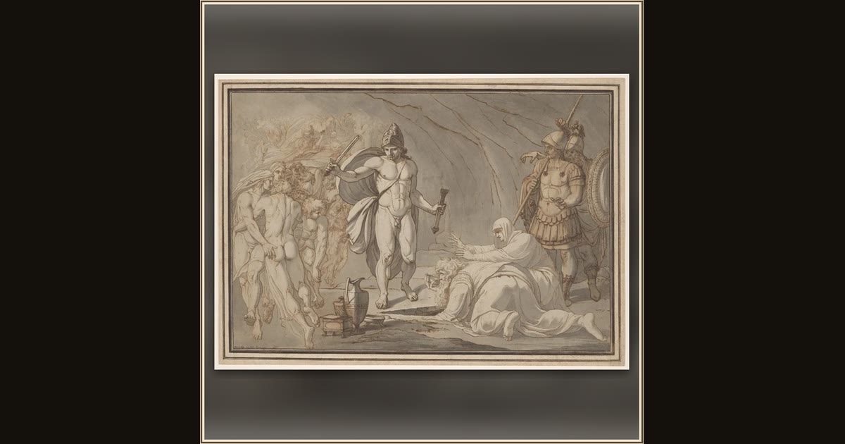 Odysseus, at the Doors of Hades, Meets the Shades of Tiresias and Anticlea by Johann Heinrich Lips, Swiss, 1758–1817