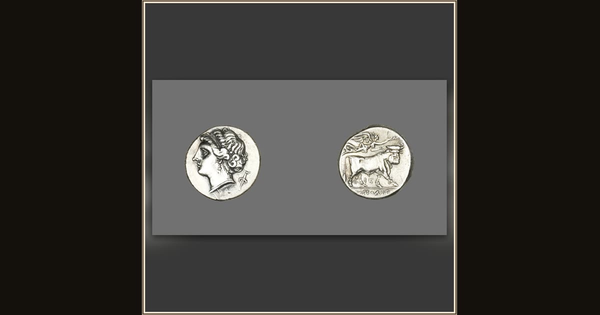 Stater (Coin) Depicting the Siren Parthenope by Greek, minted in Neapolis (now Naples), Italy