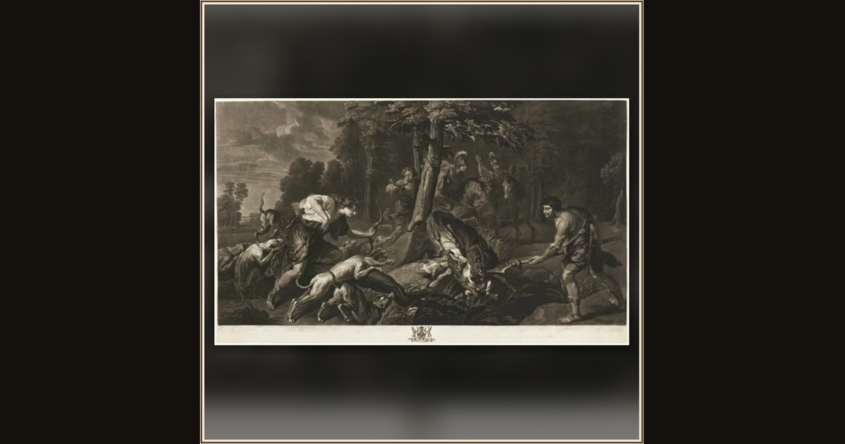 The Calydonian Boar Hunt, from the Houghton Gallery by Richard Earlom (British, 1743-1822), after Peter Paul Rubens (Flemish, 1577-1640)
