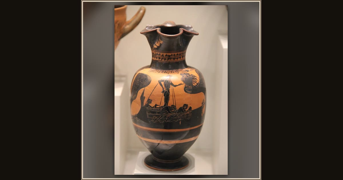 Trefoil Oinochoe with Odysseus and the Sirens by Unknown Attic black-figure vase painter