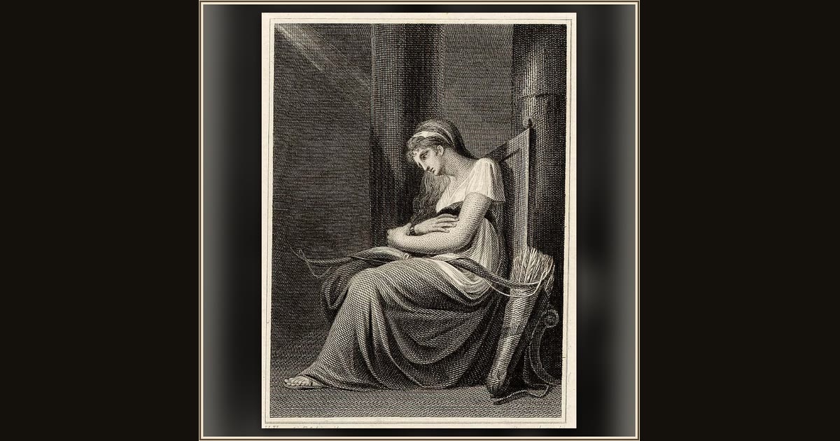 Penelope Holding the Bow of Odysseus by Robert Hartley Cromek, after Henry Fuseli