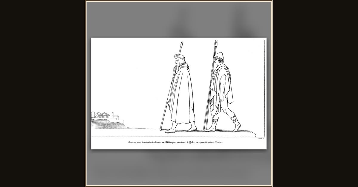 Minerva Guiding Telemachus (from The Odyssey of Homer) by John Flaxman, engr. Tommaso Piroli