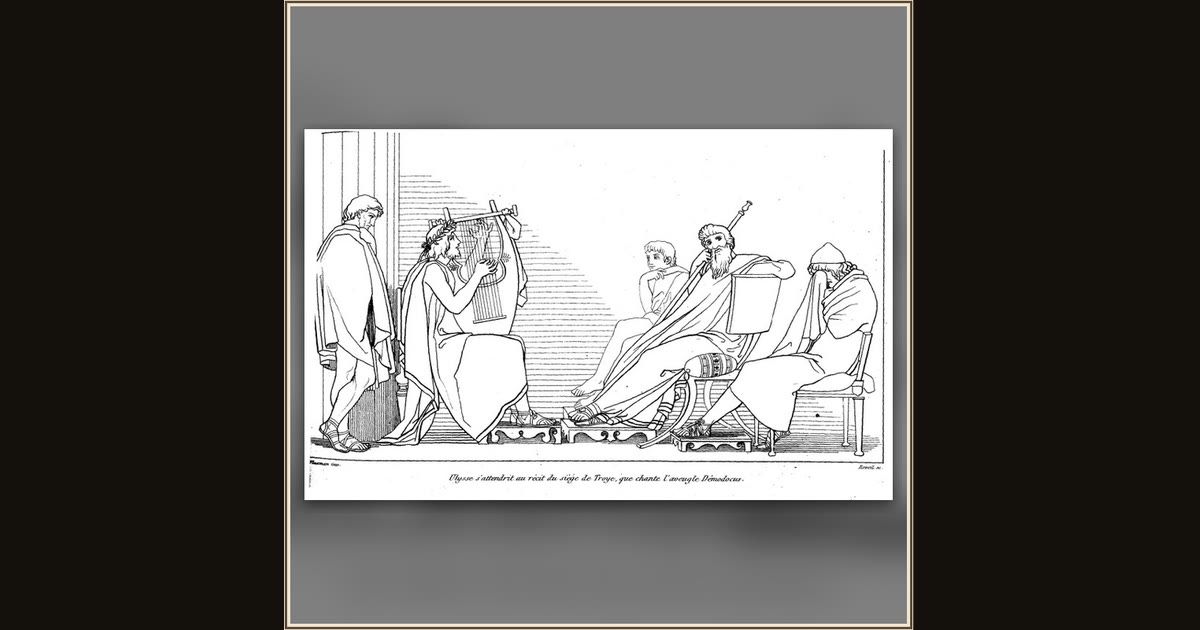 Demodocus Sings the Song of Troy (from The Odyssey of Homer) by John Flaxman, engr. Tommaso Piroli
