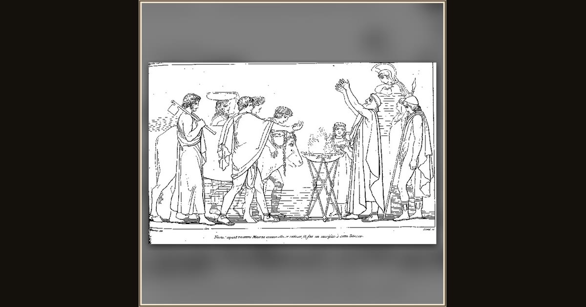 Nestor's Sacrifice to Minerva (from The Odyssey of Homer) by John Flaxman, engr. Tommaso Piroli