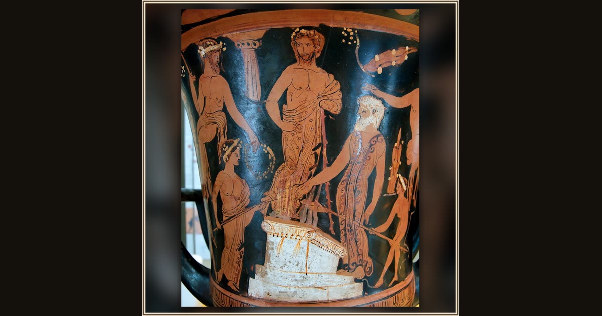 Nestor and His Sons Sacrifice at Pylos by Meleager Painter, Attic Greek