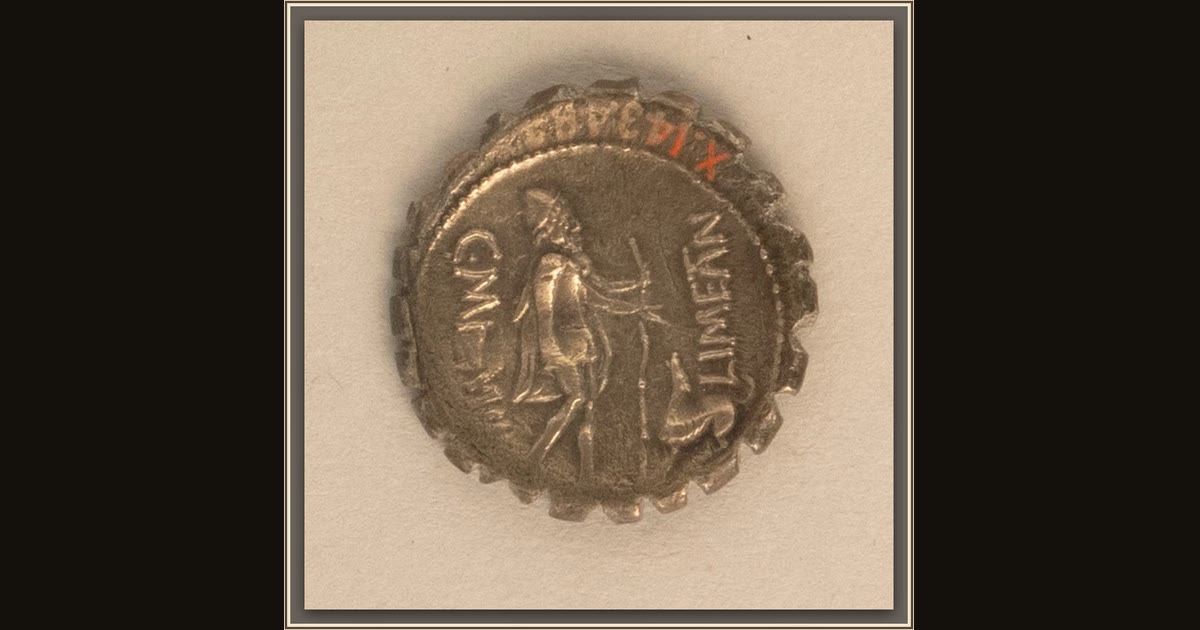 Silver denarius serratus of Mamilius Limetanus by Roman