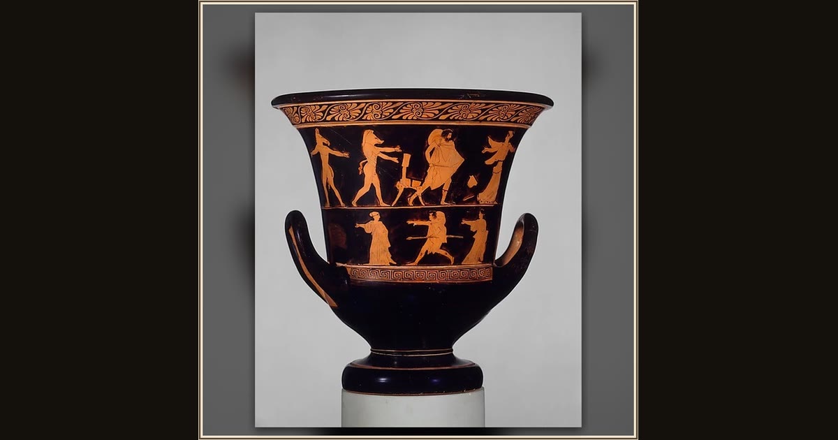 Terracotta calyx-krater (bowl for mixing wine and water) by Persephone Painter