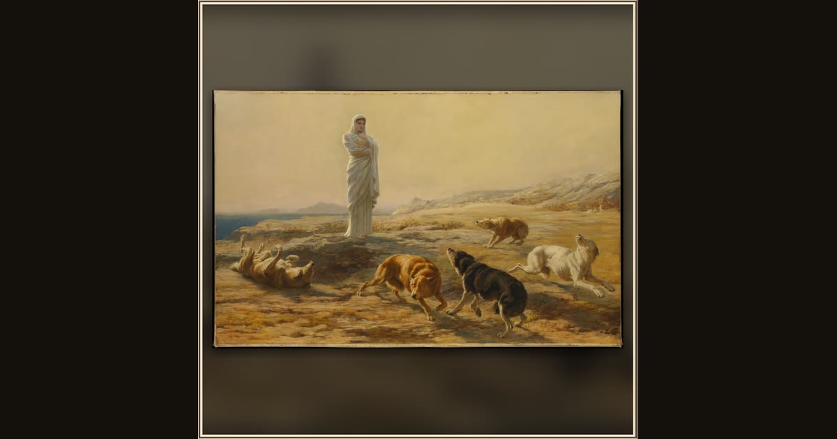 Pallas Athena and the Herdsman's Dogs by Briton Rivière