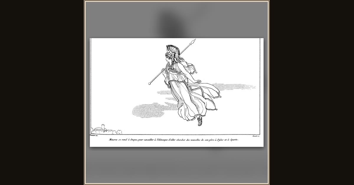 Athena descends to Ithaca by John Flaxman (designer); Pierre Réveil (engraver)