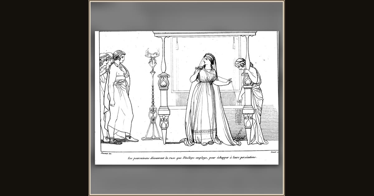 The suitors discover Penelope's ruse by John Flaxman