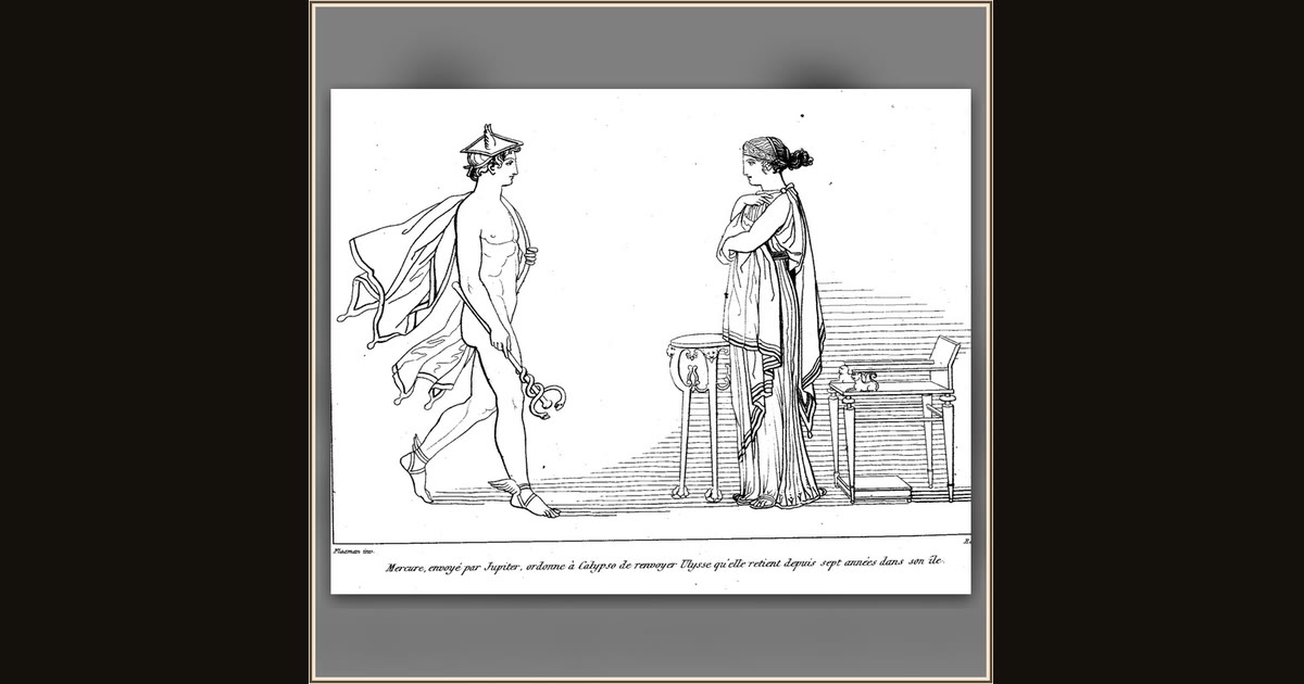 Hermes orders Calypso to release Odysseus by John Flaxman