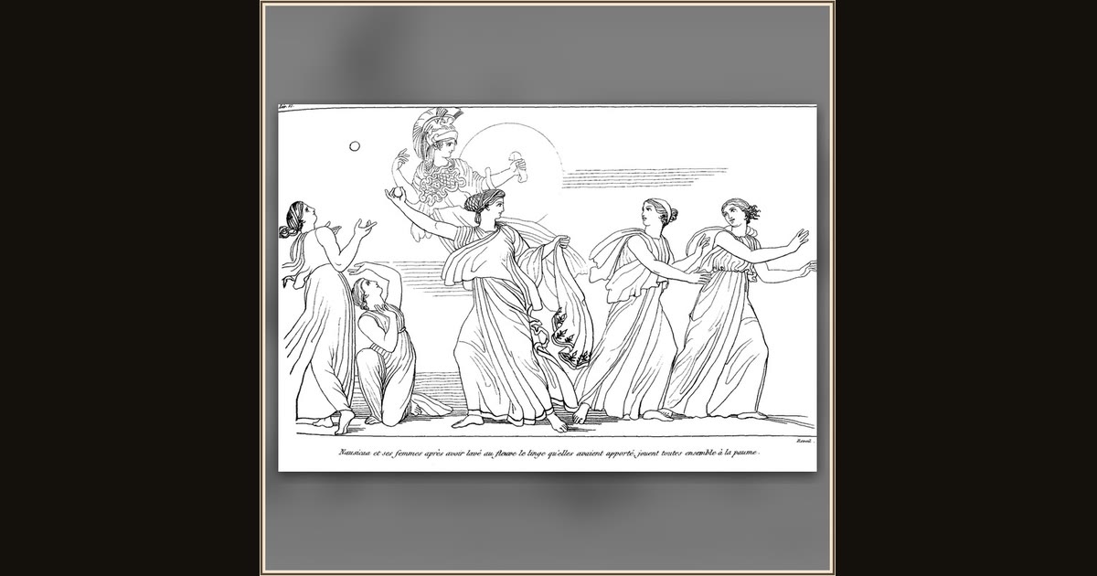Nausicaa and her maids by John Flaxman