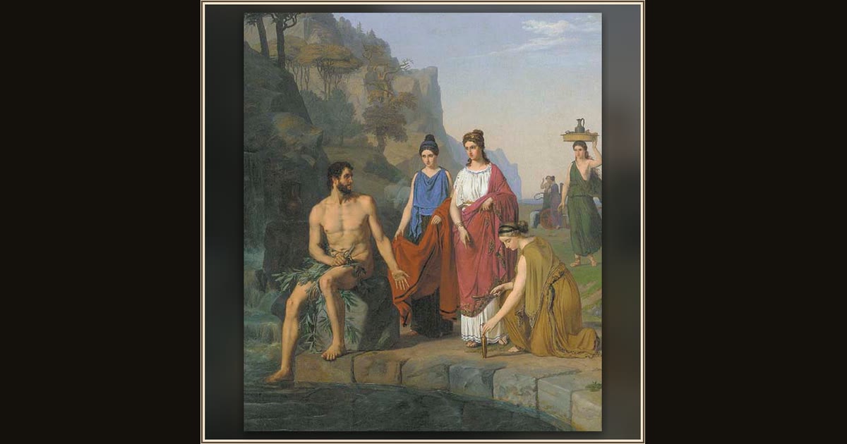 Nausicaa Brings Clothes to the Shipwrecked Odysseus by Heinrich Eddelien