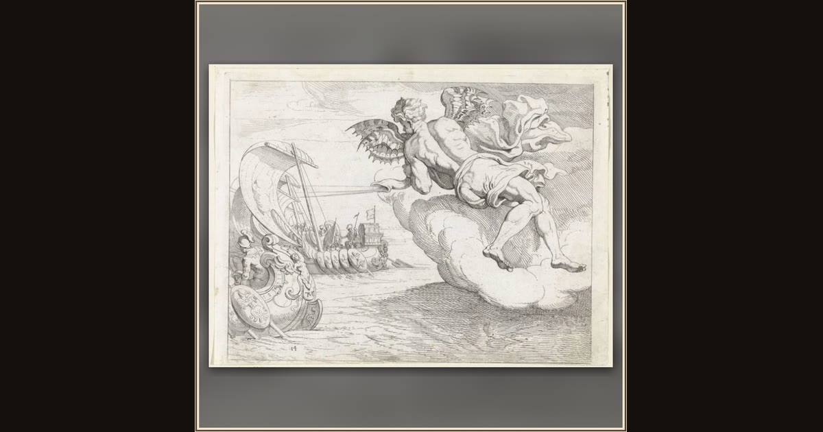 Zephyrus Blows Odysseus's Ship Forward by Theodoor van Thulden, after Francesco Primaticcio