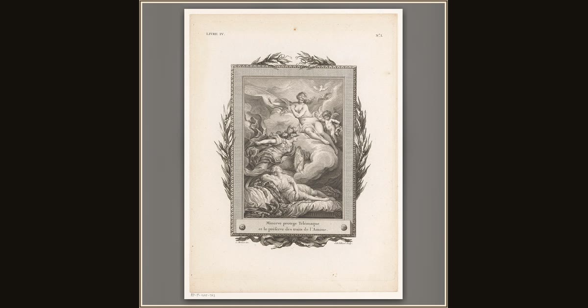 Athena Protects Telemachus by Jean-Baptiste Tilliard, after Charles Monnet