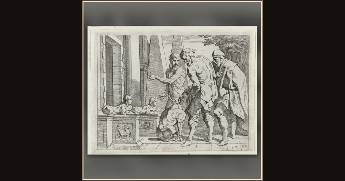 Odysseus recognized by his dog Argus by Theodoor van Thulden, after Francesco Primaticcio