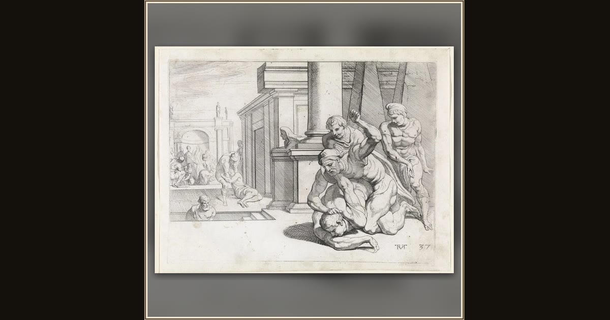 Fight between Odysseus and Irus by Theodoor van Thulden, after Francesco Primaticcio