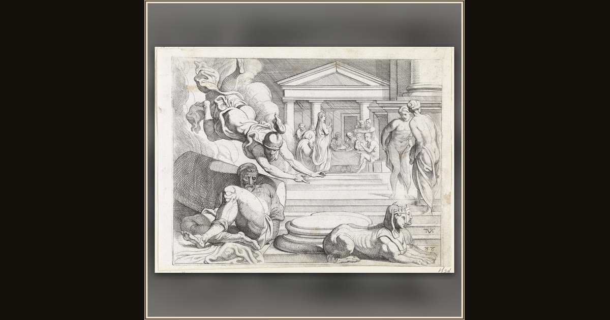 Minerva urges Odysseus to ask for the bow by Theodoor van Thulden, after Francesco Primaticcio