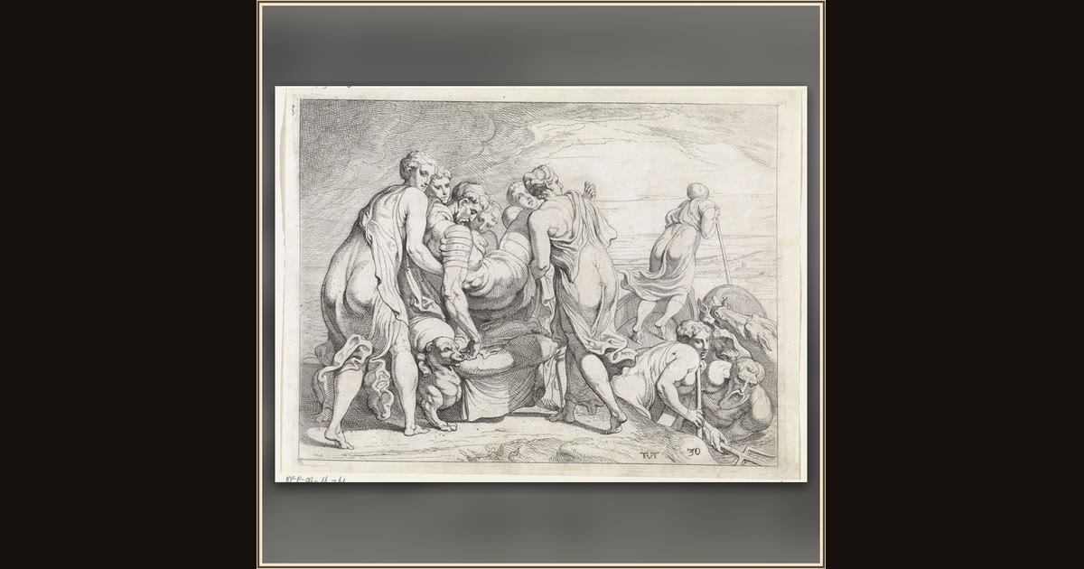 Phaeacians bring the sleeping Odysseus to Ithaca by Theodoor van Thulden, after Francesco Primaticcio