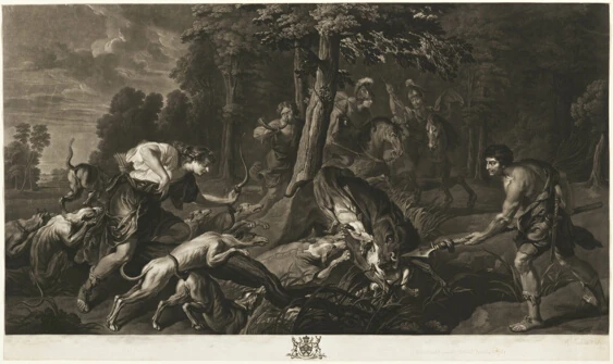 The Calydonian Boar Hunt, from the Houghton Gallery — Richard Earlom (British, 1743-1822), after Peter Paul Rubens (Flemish, 1577-1640), The Art Institute of Chicago