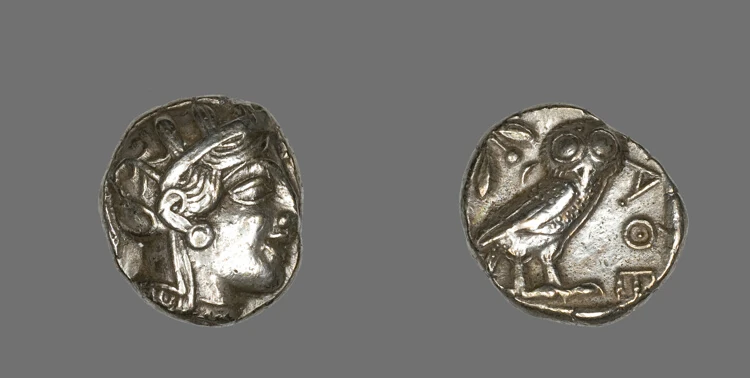 Tetradrachm (Coin) Depicting the Goddess Athena — Greek, minted in Athens, The Art Institute of Chicago