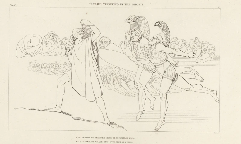 Ulysses Terrified by the Ghosts — James Parker, after John Flaxman, Rijksmuseum, Amsterdam
