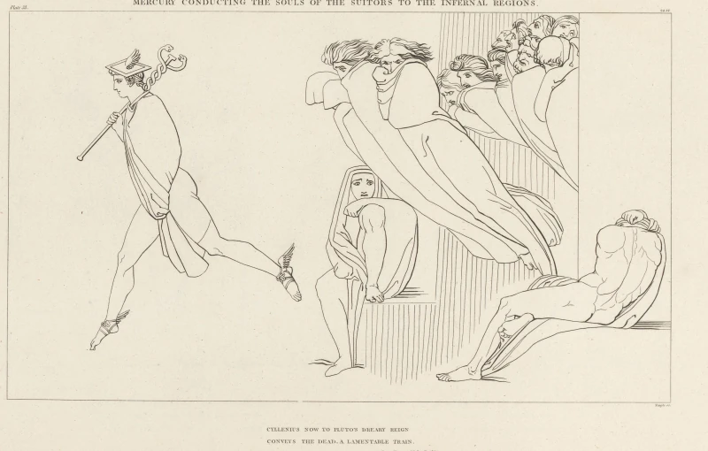 Mercury Conducting the Souls of the Suitors to the Infernal Regions — James Parker, after John Flaxman, Rijksmuseum, Amsterdam