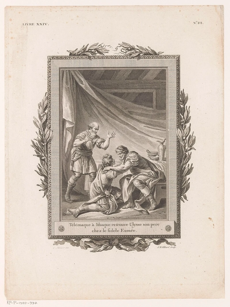 Telemachus and Odysseus Reunited on Ithaca — Jean-Baptiste Tilliard, after Charles Monnet, Rijksmuseum, Amsterdam